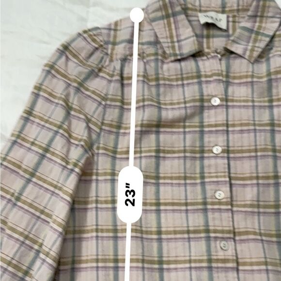 Wrap London Plaid long sleeve Button-Up relaxed fit Shirt- EUC- size4 - Picture 12 of 16
